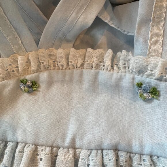 Vintage Evy of California Eyelet Trim Blue Pinafore Dress Baby Girl Size 2T - Picture 6 of 6